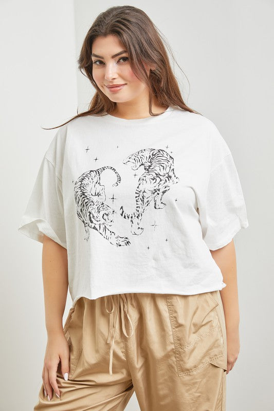 Tiger Graphic Cropped T-Shirt