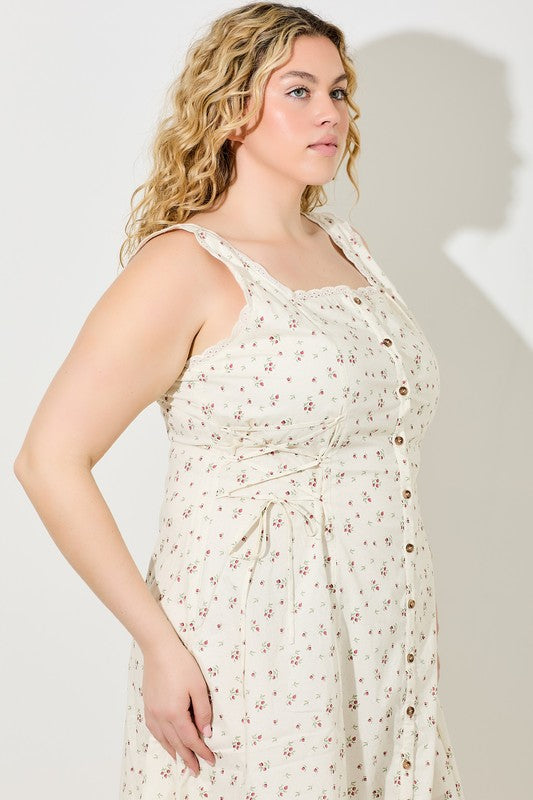 Plus Size Floral Button-Down Maxi Dress