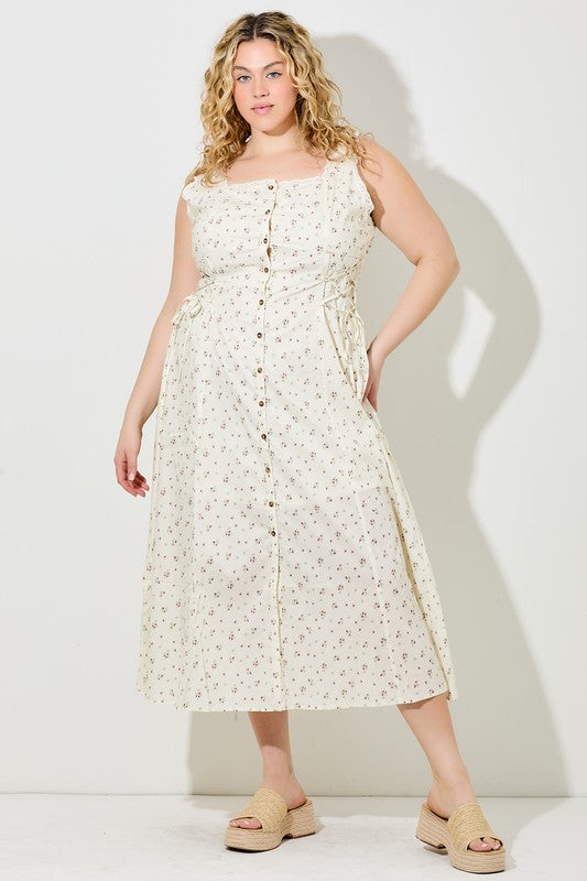 Plus Size Floral Button-Down Maxi Dress