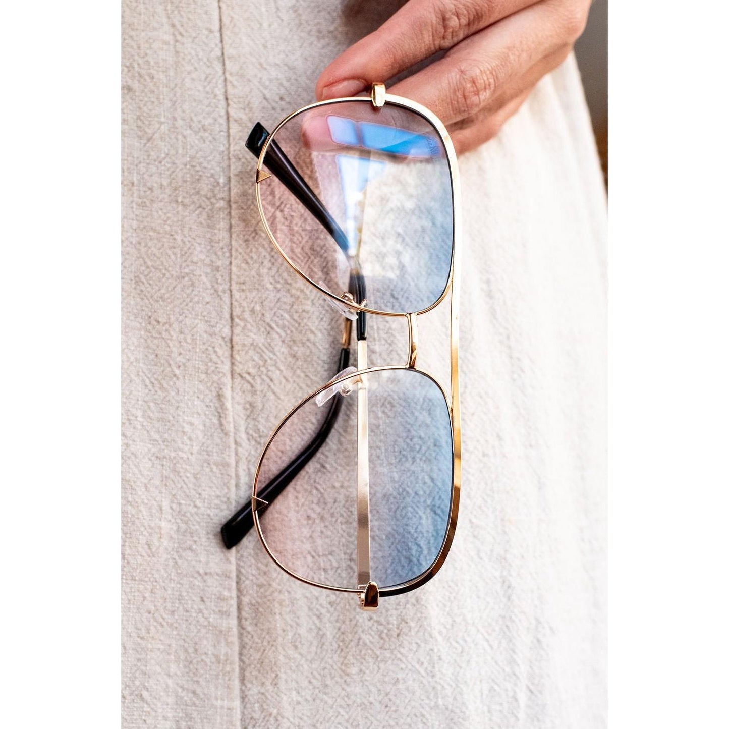 Gold/Pink Blue Unisex Aviator Sunglasses – Premium Finish