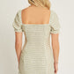 Checker Printed Front Tie Gingham Ruffle Dress