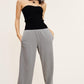 High-Waisted Charcoal Grey Wide-Leg Sweatpants – Elastic Waistband, Raw Edge Hem for Casual Comfort