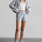 MOMO Heather Grey Casual High Waist Lounge Shorts – Relaxed Fit, Plush Fleece