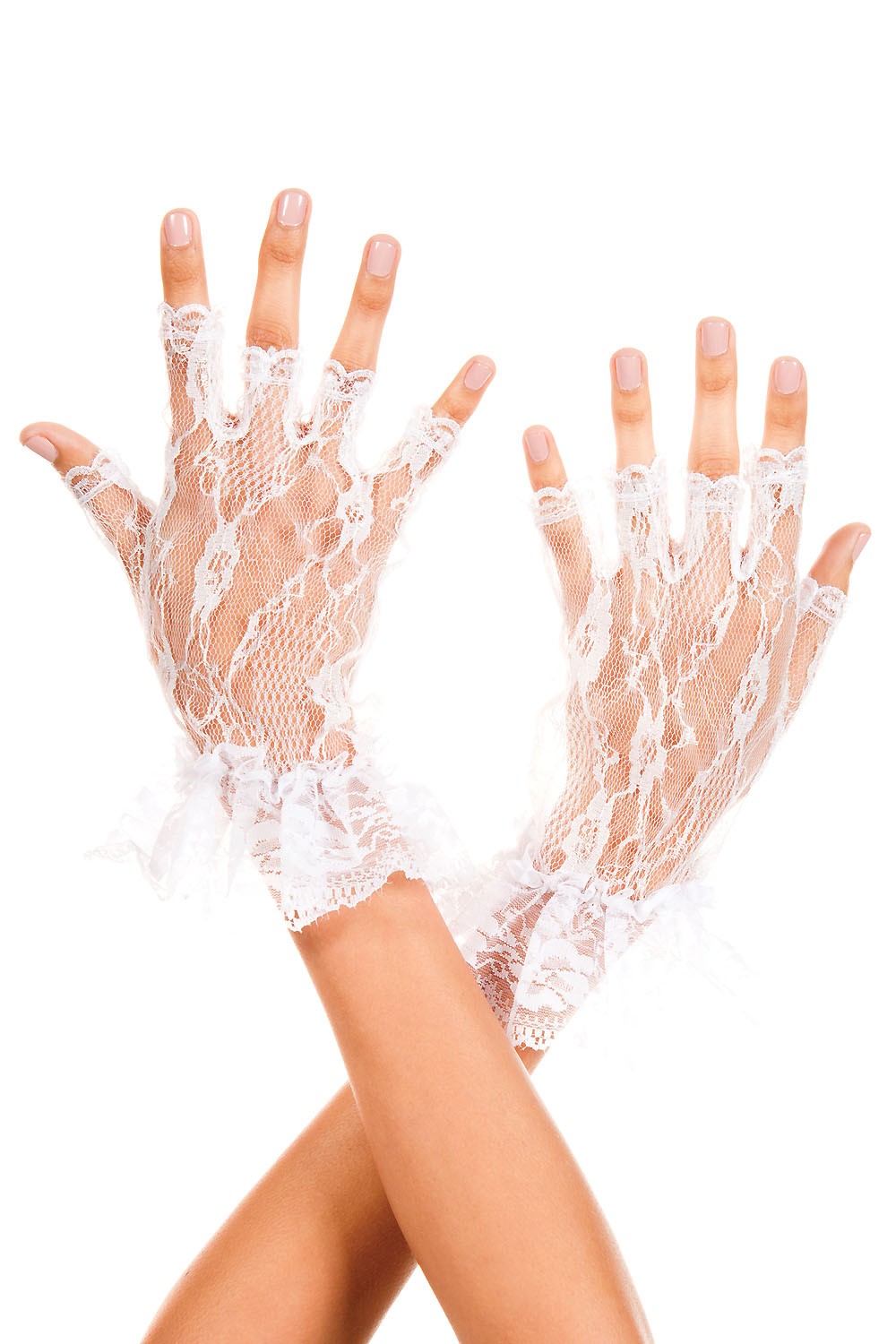 Wrist Length Lace Fingerless Gloves