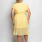 Plus Size Yellow V-Neck Tie Waist Flutter Sleeve Mini Dress