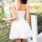 Pleated White Lace Detail Corset Mini Dress