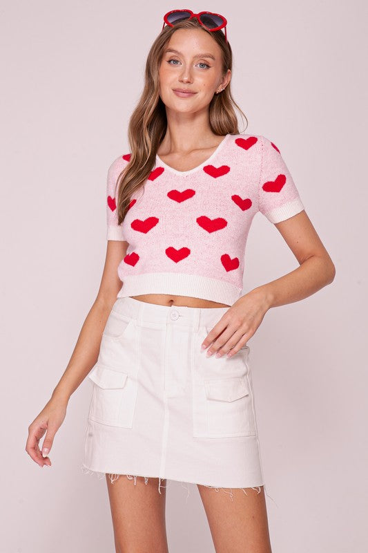 Blush Valentines Day Heart Sweetheart sweater knit top