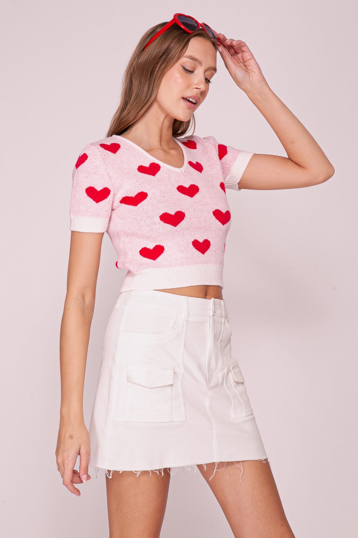 Blush Valentines Day Heart Sweetheart sweater knit top