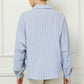 Navy Stripped Long-Sleeved Button Shirt