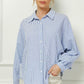 Navy Stripped Long-Sleeved Button Shirt