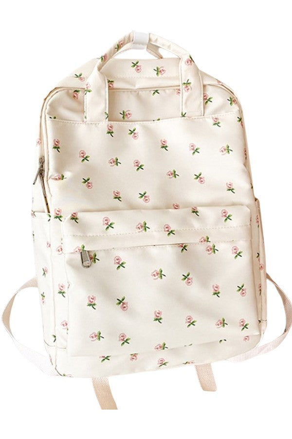 Floral Print Canvas Backpack - Stylish & Functional