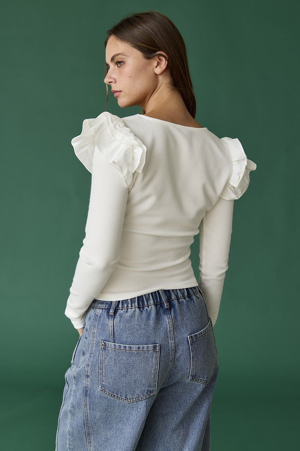 Ruffled Long Sleeve Top