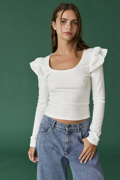 Ruffled Long Sleeve Top