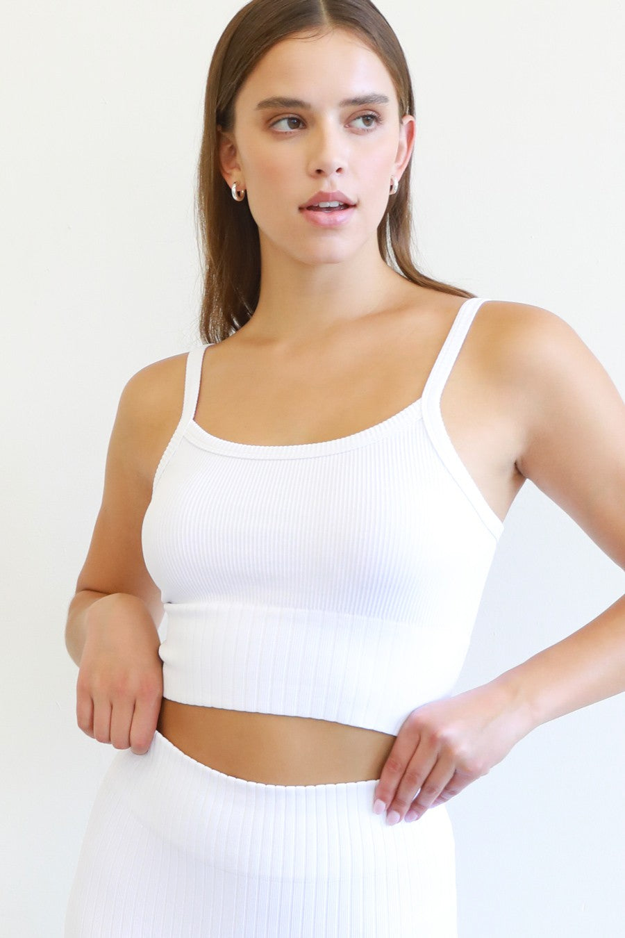 Ribbed Crop Top with Wide Ribbed Thick Hem