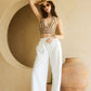 High-Waisted  White Wide-Leg Sweatpants – Elastic Waistband, Raw Edge Hem for Casual Comfort