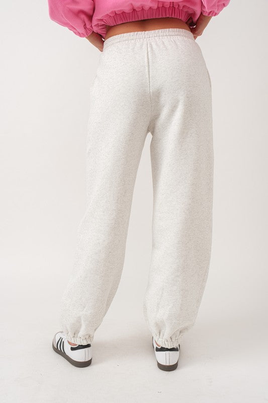 White Wide Jogger Pants