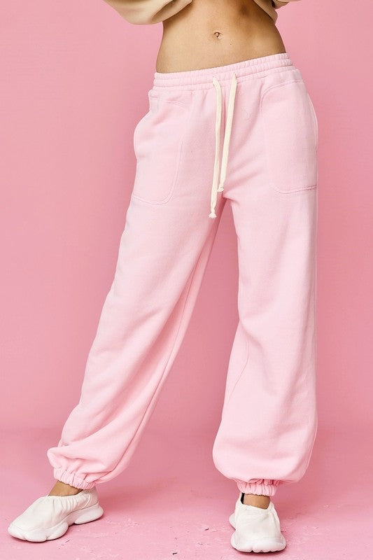 Pink Wide Jogger Pants