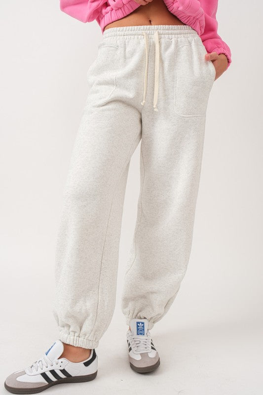 White Wide Jogger Pants