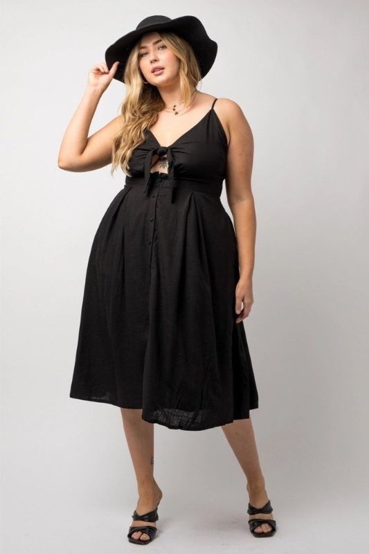 Midnight Garden Cut-Out Midi Dress