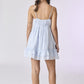 Blue Ruffle Dress-Thin Stripes