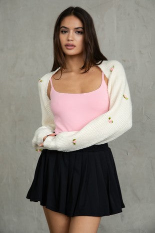 FLUFFIA Shrug Style Crop Cardigan Bolero