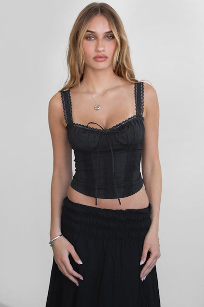 Black TILLA Milkmaid Corset Top