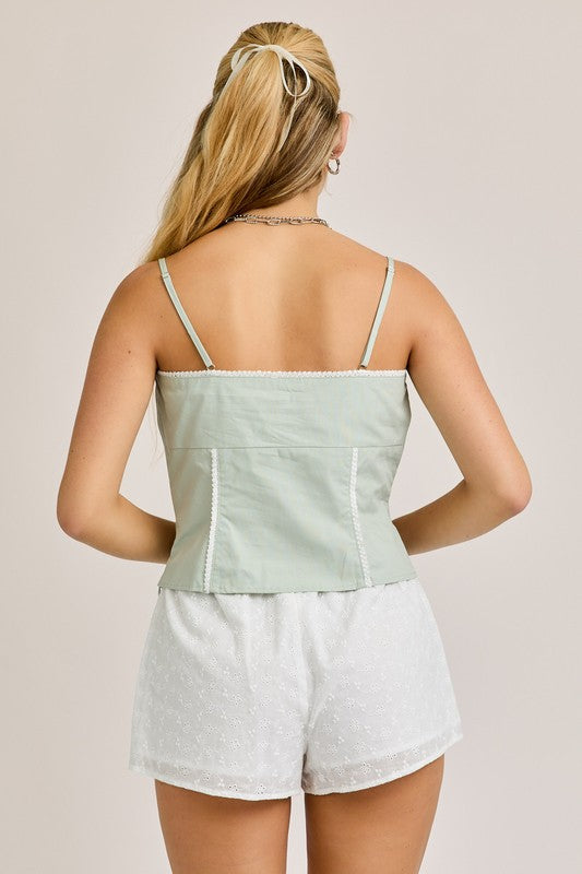 Meadow Muse Lace-Trimmed Cami – Sage
