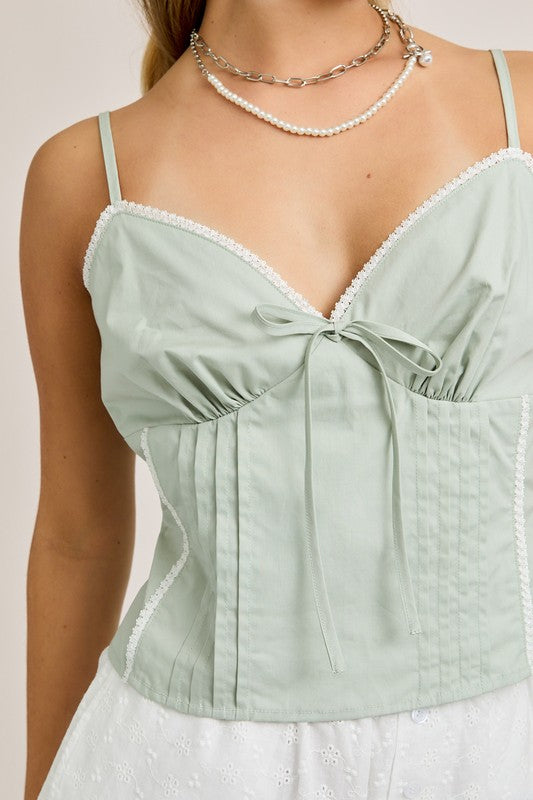 Meadow Muse Lace-Trimmed Cami – Sage
