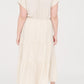 Plus Size Tan Collared Short Cuff Sleeve Tiered Midi Dress