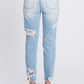 Distressed High-Waisted Rigid Mom Jeans – Retro-Inspired with a Comfortable Fit