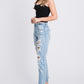 Distressed High-Waisted Rigid Mom Jeans – Retro-Inspired with a Comfortable Fit