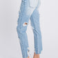 Distressed High-Waisted Rigid Mom Jeans – Retro-Inspired with a Comfortable Fit