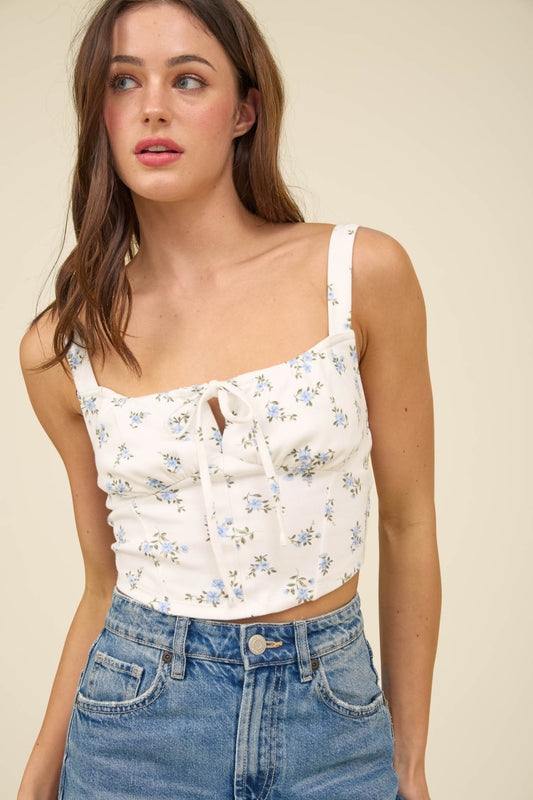 Floral Sleeveless Corset Crop Top