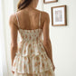 Coral Floral Front Lace-Up Ruffle Tiered Mini Dress