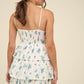 Bluedress Floral Front Lace-Up Ruffle Tiered Mini Dress