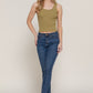 Sage Green Sleeveless Scallop Edge Detail Spring Knit Top