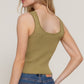 Sage Green Sleeveless Scallop Edge Detail Spring Knit Top
