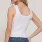 White Sleeveless Scallop Edge Detail Spring Knit Top