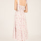 Pink and White Floral Tie Strap Ruched Detail Maxi Dress