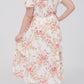 Plus Size Pink Floral Print Puff Sleeve Ruffle Midi Dress