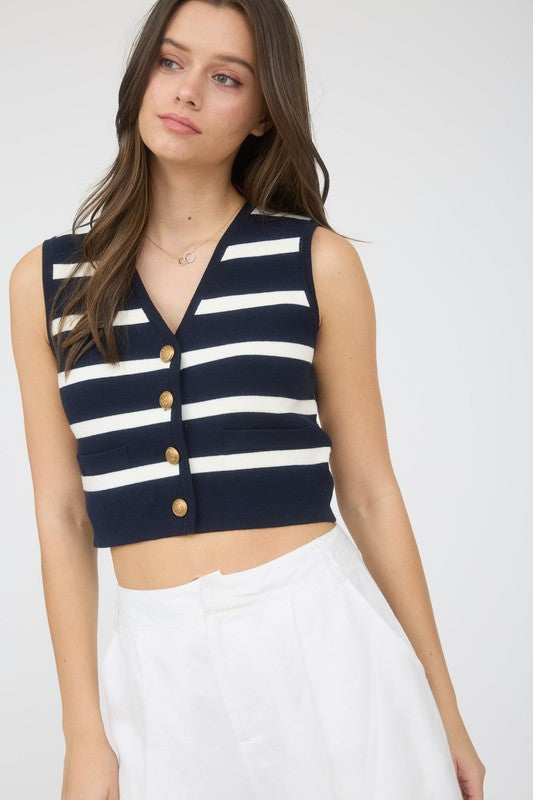 Seaside Society Striped Sweater Vest