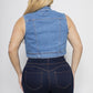 Plus Size Cropped Distressed Denim Vest