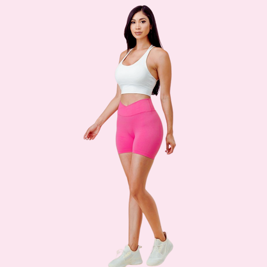 V-shape scrunch butt shorts with a flattering fit and scrunch detailing on the back, designed to accentuate curves and provide comfort during workouts or casual wear.