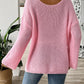 Bow Boat Neck Long Sleeve Sweater