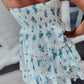 Bluedress Floral Front Lace-Up Ruffle Tiered Mini Dress