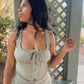 Garden Whispers Lace Trim Corset & Mini Skort Set – Sage