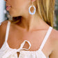 Blue Floral Ceramic Hoop Earrings