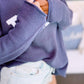 Lightweight Navy Blue Beach Saying Knit V-Neck Sweater Top