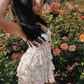 Coral Floral Front Lace-Up Ruffle Tiered Mini Dress