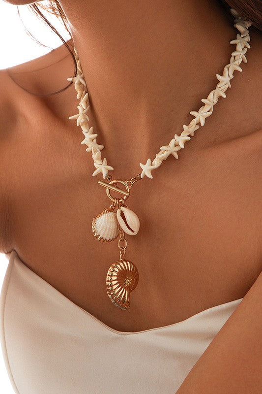 Starfish Shell Bead  Necklace